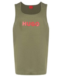 olivgrünes bedrucktes Trägershirt von Hugo