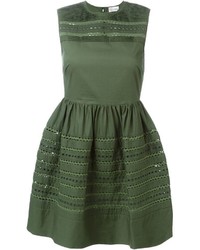 olivgrünes besticktes Kleid