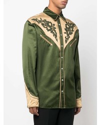 olivgrünes besticktes Langarmhemd von Kenzo