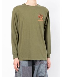 olivgrünes besticktes Langarmshirt von Maharishi