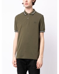 olivgrünes besticktes Polohemd von Fred Perry