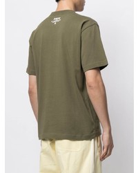 olivgrünes besticktes T-Shirt mit einem Rundhalsausschnitt von AAPE BY A BATHING APE