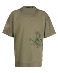 olivgrünes besticktes T-Shirt mit einem Rundhalsausschnitt von Andersson Bell