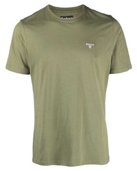 olivgrünes besticktes T-Shirt mit einem Rundhalsausschnitt von Barbour