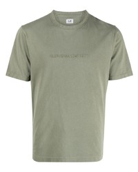 olivgrünes besticktes T-Shirt mit einem Rundhalsausschnitt von C.P. Company