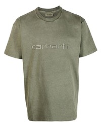 olivgrünes besticktes T-Shirt mit einem Rundhalsausschnitt von Carhartt WIP