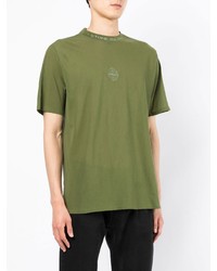 olivgrünes besticktes T-Shirt mit einem Rundhalsausschnitt von Stone Island