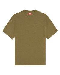 olivgrünes besticktes T-Shirt mit einem Rundhalsausschnitt von Diesel