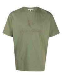 olivgrünes besticktes T-Shirt mit einem Rundhalsausschnitt von Each X Other