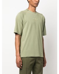 olivgrünes besticktes T-Shirt mit einem Rundhalsausschnitt von Stone Island