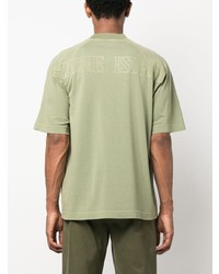 olivgrünes besticktes T-Shirt mit einem Rundhalsausschnitt von Stone Island