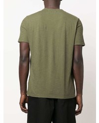 olivgrünes besticktes T-Shirt mit einem Rundhalsausschnitt von Dondup