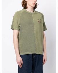 olivgrünes besticktes T-Shirt mit einem Rundhalsausschnitt von PS Paul Smith