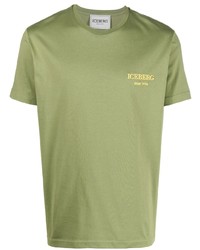 olivgrünes besticktes T-Shirt mit einem Rundhalsausschnitt von Iceberg