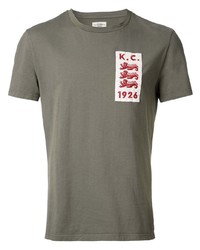 olivgrünes besticktes T-Shirt mit einem Rundhalsausschnitt von Kent & Curwen