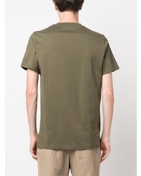 olivgrünes besticktes T-Shirt mit einem Rundhalsausschnitt von Fred Perry