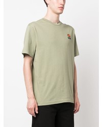 olivgrünes besticktes T-Shirt mit einem Rundhalsausschnitt von Kenzo