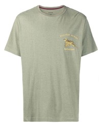 olivgrünes besticktes T-Shirt mit einem Rundhalsausschnitt von Maharishi