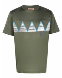 olivgrünes besticktes T-Shirt mit einem Rundhalsausschnitt von Missoni