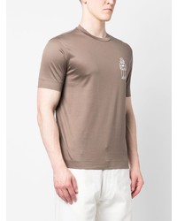 olivgrünes besticktes T-Shirt mit einem Rundhalsausschnitt von Emporio Armani