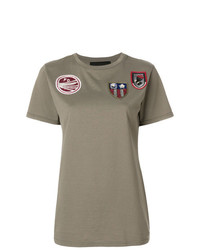 olivgrünes besticktes T-Shirt mit einem Rundhalsausschnitt von Mr & Mrs Italy