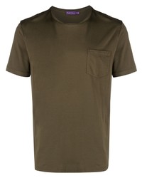 olivgrünes besticktes T-Shirt mit einem Rundhalsausschnitt von Ralph Lauren Purple Label