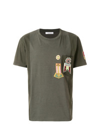 olivgrünes besticktes T-Shirt mit einem Rundhalsausschnitt von Valentino