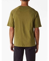 olivgrünes besticktes T-Shirt mit einem Rundhalsausschnitt von A.P.C.