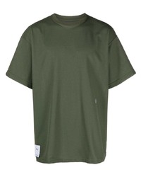 olivgrünes besticktes T-Shirt mit einem Rundhalsausschnitt von WTAPS