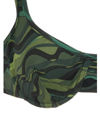 olivgrünes Bikinioberteil mit geometrischem Muster von Amir Slama