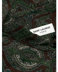 olivgrünes Businesshemd mit Paisley-Muster von Saint Laurent