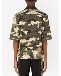 olivgrünes Camouflage Kurzarmhemd von Dolce & Gabbana