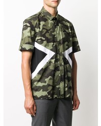 olivgrünes Camouflage Kurzarmhemd von Neil Barrett