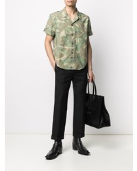 olivgrünes Camouflage Kurzarmhemd von Saint Laurent