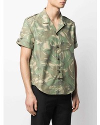 olivgrünes Camouflage Kurzarmhemd von Saint Laurent