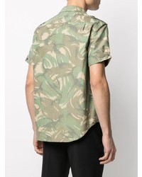 olivgrünes Camouflage Kurzarmhemd von Saint Laurent