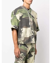 olivgrünes Camouflage Kurzarmhemd von Domenico Formichetti