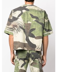 olivgrünes Camouflage Kurzarmhemd von Domenico Formichetti