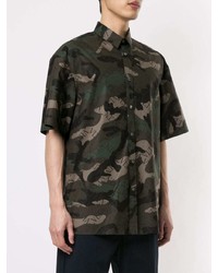 olivgrünes Camouflage Kurzarmhemd von Valentino