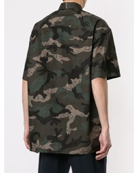 olivgrünes Camouflage Kurzarmhemd von Valentino