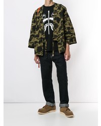 olivgrünes Camouflage Langarmhemd von A Bathing Ape