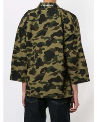 olivgrünes Camouflage Langarmhemd von A Bathing Ape