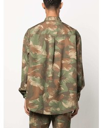 olivgrünes Camouflage Langarmhemd von Moschino