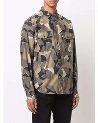 olivgrünes Camouflage Langarmhemd von rag & bone