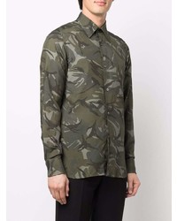 olivgrünes Camouflage Langarmhemd von Tom Ford