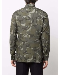 olivgrünes Camouflage Langarmhemd von Tom Ford