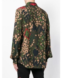 olivgrünes Camouflage Langarmhemd von Vivienne Westwood