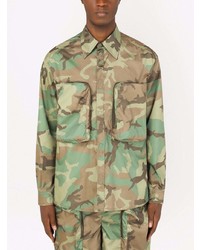 olivgrünes Camouflage Langarmhemd von Dolce & Gabbana