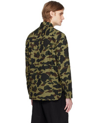 olivgrünes Camouflage Langarmhemd von BAPE