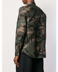 olivgrünes Camouflage Langarmhemd von Valentino